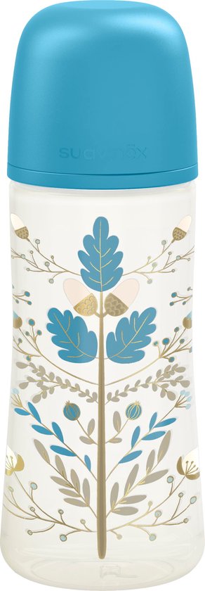 Babyflesje - Suavinex Gold Large Flow Blauw 360 ml Silicone Fles SXSGX3080217