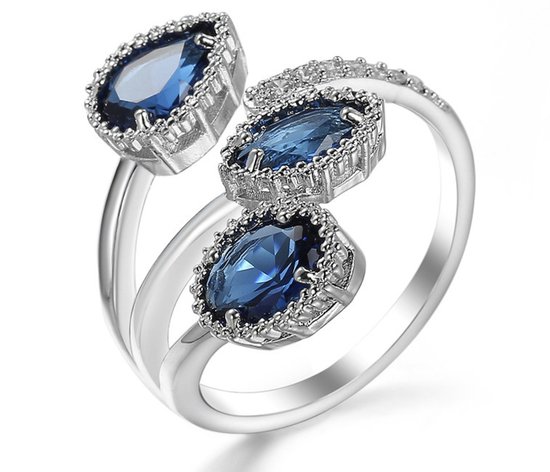 N3 Collecties Mode zilveren 925 saffier edelsteen open ringen voor dames
