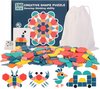 Afbeelding van het spelletje Montessori Speelgoed - Tangram - Hout - 180 delig - 24 Opgaven - Ruimtelijk Inzicht - Educatief - Geometrische Puzzel - Speelgoed - Figuren - Bouwen - Patronen - Constructie Speelgoed - Houten Puzzel - Tetris - Ruimtelijk Speelgoed