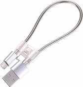 24 cm 2A Micro USB + USB-C / Type-C naar USB Flexibele gegevens oplaadkabel, voor Galaxy, Huawei, Xiaomi, LG, HTC en andere slimme telefoons, oplaadbare apparaten (zilver)