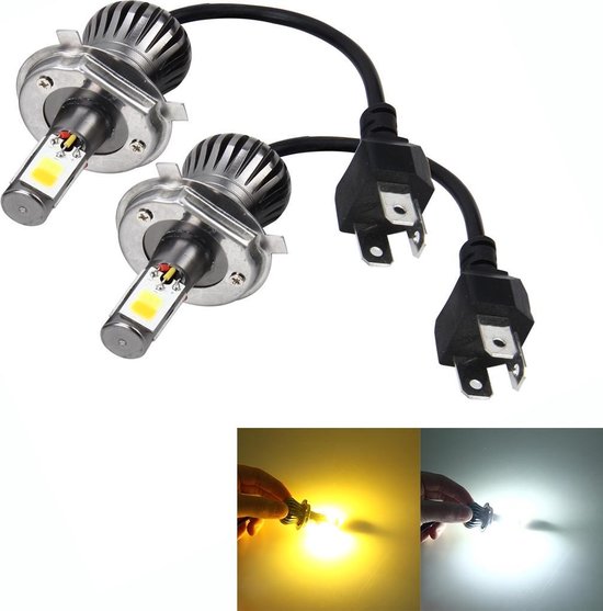 2 STKS H4 6 W 400LM Auto LED driekant COB Chips Lamp Mistlamp Lamp  Vervanging, (Wit... | bol.com