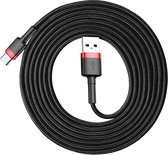 Baseus USB-C Kabel - USB-A naar USB-C - 2 meter - Zwart / Rood