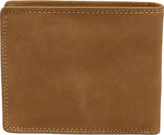 Wild Leather Only !!! Portemonnee Heren Hunter Leer Tan (Camel-kleurig) -Billfold - (WHRS-028-78) -11.5x2.5x9.5cm-