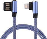 1m 2.4A Output USB naar 8-pins Double Elbow ontwerp Nylon Weave Style Data Sync oplaadkabel, voor iPhone XR / iPhone XS MAX / iPhone X & XS / iPhone 8 & 8 Plus / iPhone 7 & 7 Plus / iPhone 6 