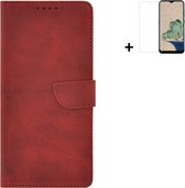 Nokia G22 Hoesje - Bookcase - Nokia G22 Hoesje - Pu Leder Wallet Book Case Rood Cover + Screenprotector