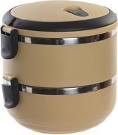 Items Stapelbare thermische lunchbox / warme maaltijd box - mosterd geel - 16 x 15 cm - Voedsel bewaarbakjes