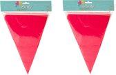 Party Vlaggenlijn - 2x - binnen/buiten - plastic - rood - 600 cm - 25 punt vlaggetjes