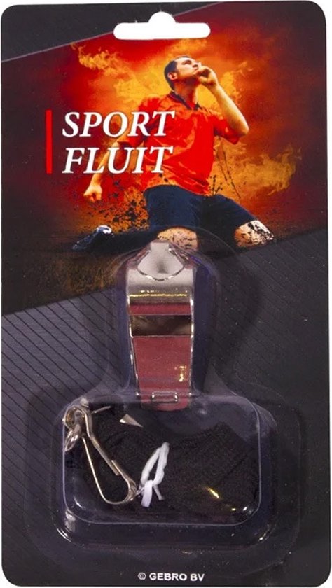 Sifflet d'arbitre/de sport Gebro - métal - avec tour de cou