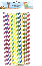 Drinkrietjes - papier - set 50x - multicolor kleuren - 23 cm - verjaardag/feestje - Dia 8 mm