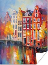 Poster Grachtenpanden - Kunst - Schilderij - Amsterdam - 30x40 cm