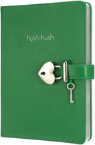 Victoria's Journals - Dagboek met Slot en Sleutel - Hush-Hush My Secret Diary w/ Heart Lock - Premium Vegan Leer Dagboek -  Hardcover - 320 Pagina's Premium Papier -  13 x 18 cm (Bos Groen)