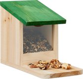 Relaxdays eekhoorn voederhuis - voedertafel - dennenhout - openklapbaar dak - voederkast
