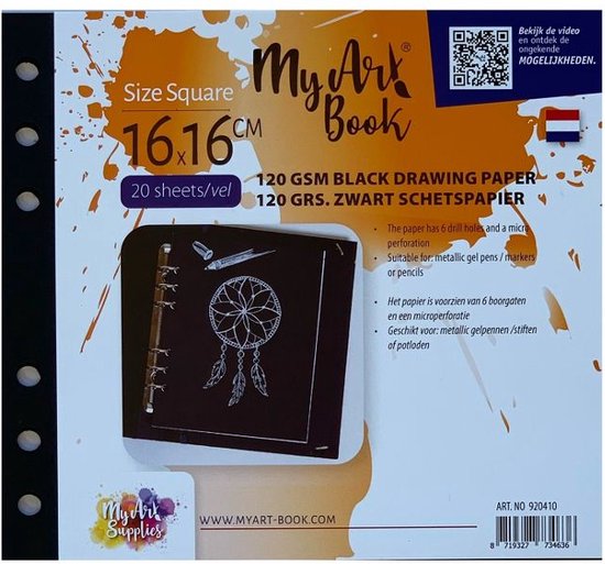 MyArtBook papier vierkant - zwart tekenpapier 120g | bol