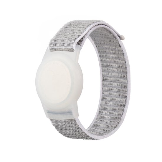 Airtag armband Polsband horloge - Airtag Sleutelhanger - Airtag Polsband Voor Kinderen - Airtag Armband - Airtag Apple - Klittenband - Airtag Houder - Airtag Hoesje - wit / grijs