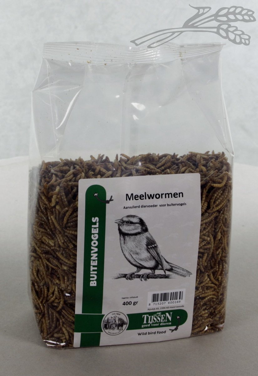 Tijssen Meelwormen - gedroogd - 400 gram - aanvullend diervoeder voor buiten -