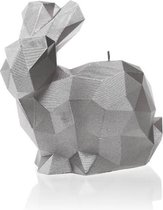 Zilver gelakte figuurkaars, design: Konijn XL Hoogte 16 cm (70 uur)