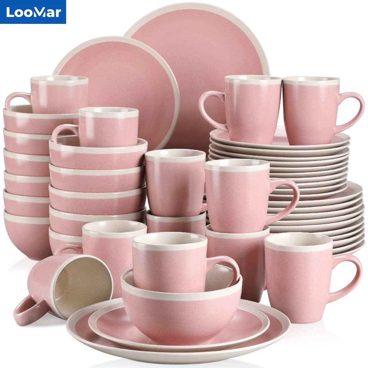 Ensemble de vaisselle de Luxe LooMar - 48 pièces - 12 personnes -  Porcelaine 