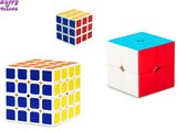 Happy Trendz® Cube 3in1 pakket - Mini Cube - Cube 4 x 4 - Magic 2x2 Cube - Set of 3 - Fidget Behendigheid - Concentratie - Gistset - Cadeau - Verjaardag - Double the Puzzle Fun: 3-in-1 pakket