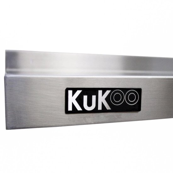 KuKoo - Étagère murale - Étagère de cuisine en acier inoxydable - Ensemble d'étagères murales en acier inoxydable 2x - 150cm x 30cm