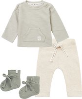 Noppies Prematuur - Kledingset - Unisex - 3delig - Broek Mayo Oatmeal - Shirt Moody Willow Grey - Slofjes Hastsal Mineral Grey - Maat 44