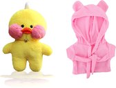 Klikkopers® - Paper Duck knuffel - Roze Badjas - 30 cm - Paper Duck - Lalafanfan - Paperduck - Geel