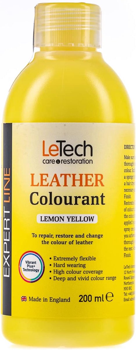 LeTech Leather Colorant LEMON YELLOW - CITROEN GEEL (100ml) - leerverf - lederverf - sneakerverf