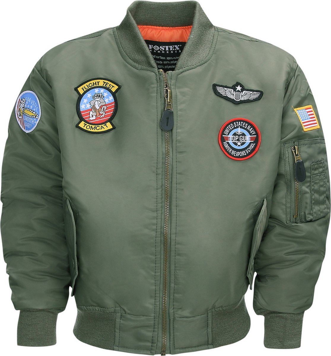 Fostex Garments - Kids MA-1 flight jacket - Groen - Maat L