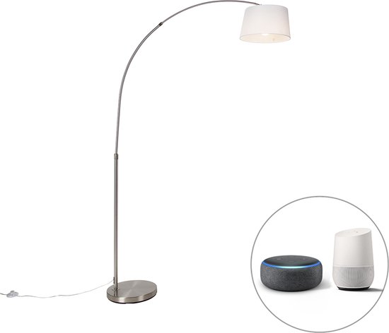 QAZQA arc - Moderne Smart Staande booglamp incl. wifi - 1 lichts - H 170 cm  - Wit -... | bol.com