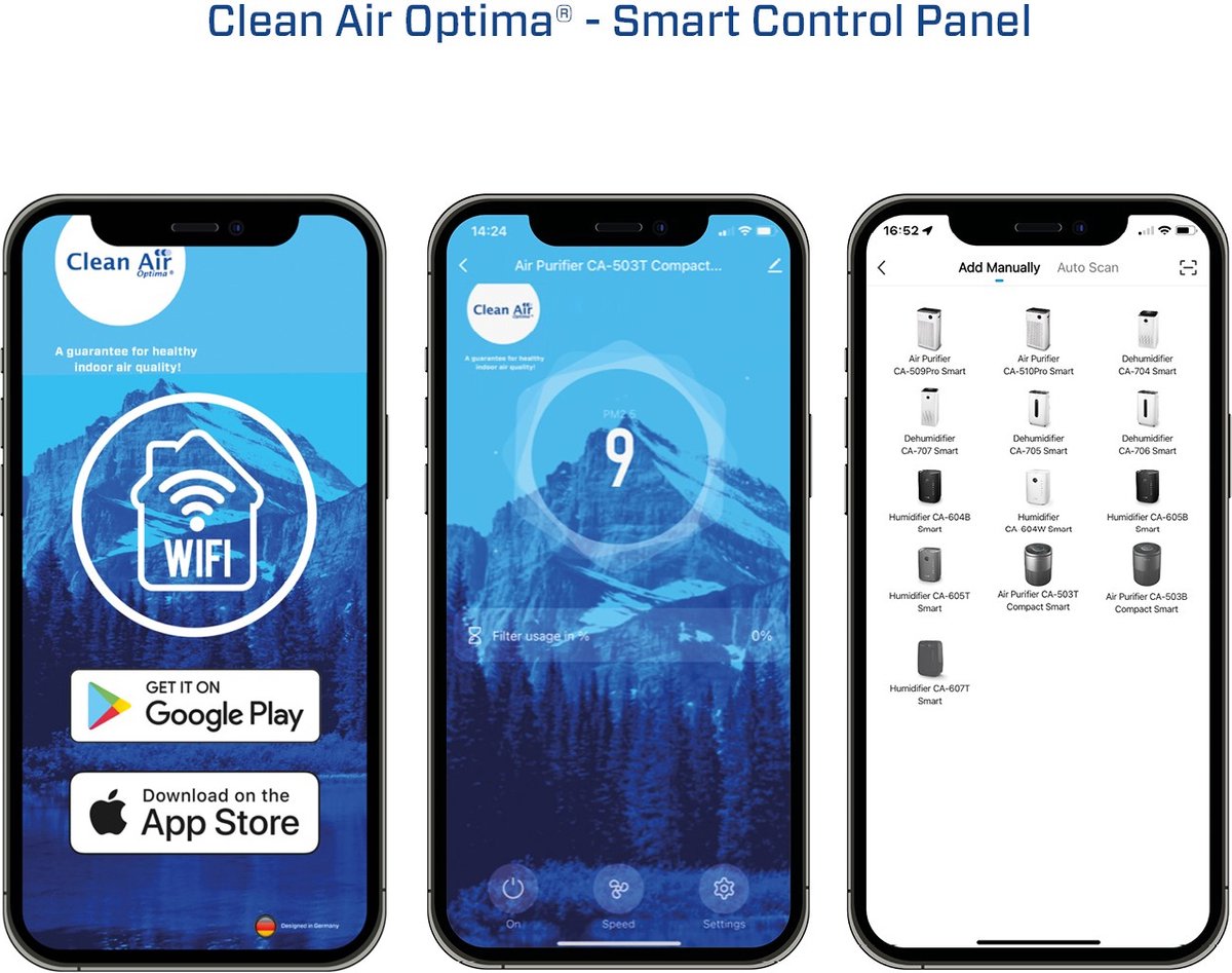 Clean Air Optima® CA-503T Compact Smart - Intelligente HEPA UV-C Ionisator Luchtreiniger - 360° Airflow - Ultrastil met sleepmode! <10dB(A)! thumbnail 6