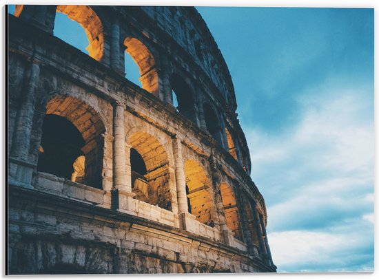 Dibond - Muur van het Colesseum in Rome, Italië - 40x30 cm Foto op Aluminium (Met Ophangsysteem)