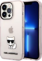 Karl Lagerfeld iPhone 14 Pro Max TPU Back Cover Hoesje - Roze - Bescherm je Telefoon