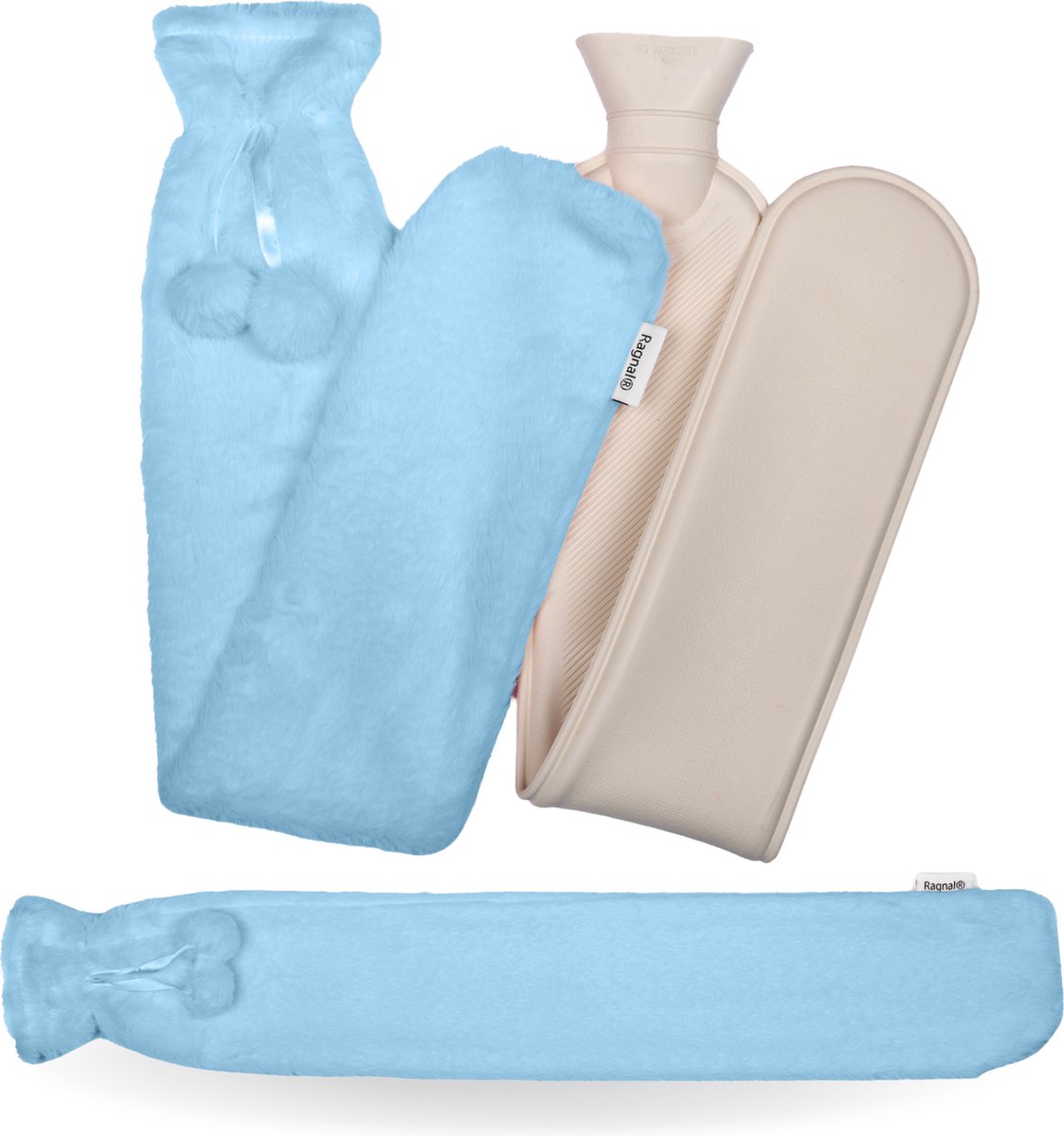 Goedkoopste Ragnal Warmwaterkruik - Blauw - Kruik Met extra zachte hoes - Warmtekussen - Extra Lang - 2L Inhoud - 8 uur warmte - Kruik - XXL