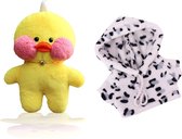 Klikkopers® - Paper Duck knuffel - Dalmatiër Hoodie - 30 cm - Paper Duck - Lalafanfan - Paperduck - Geel