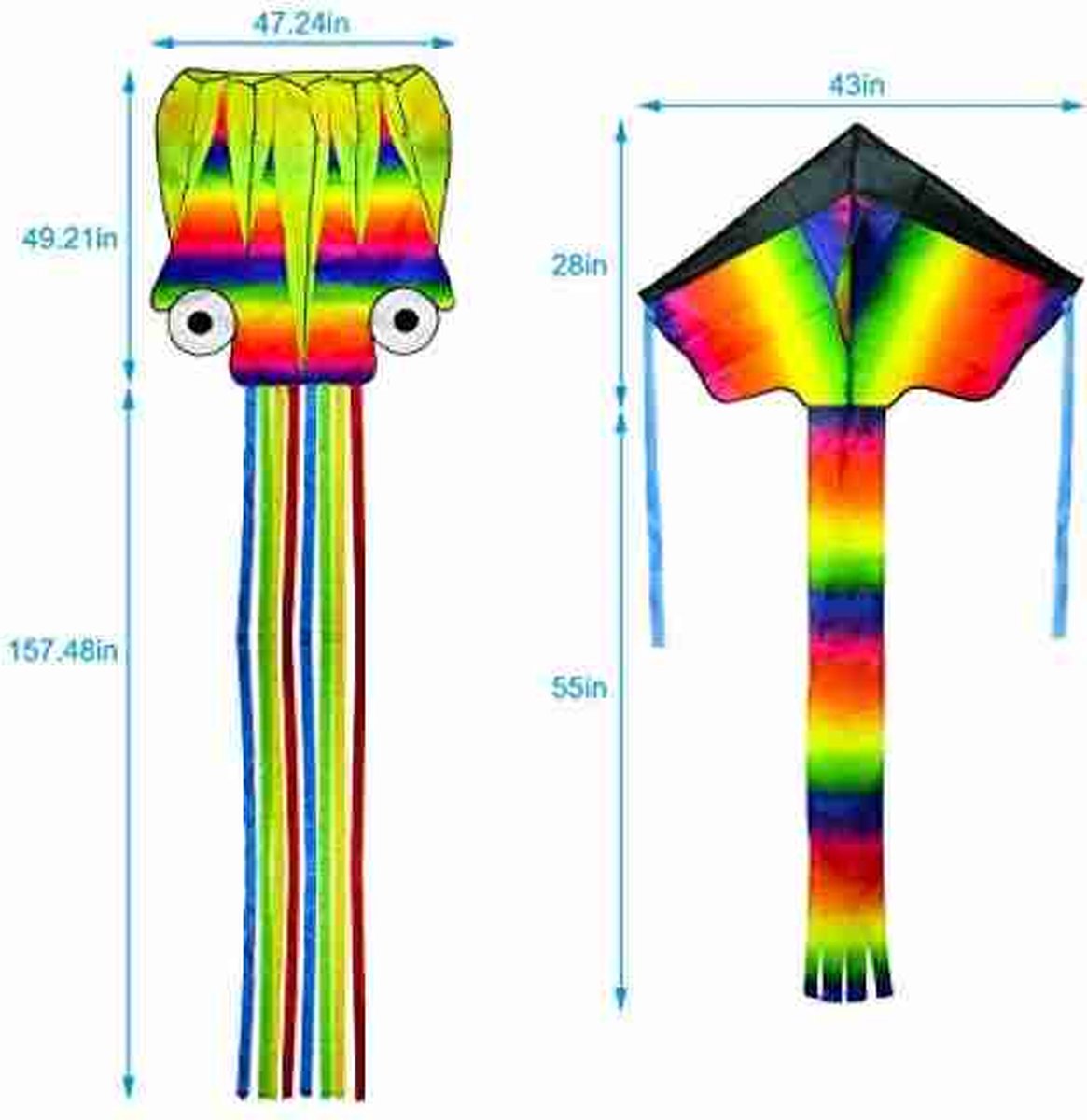 Kit de 2 cerfs-volants, grand cerf-volant octopus de 5 m et deltaplane  arc-en-ciel