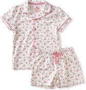 Little Label Pyjama Meisjes Maat 158-164/14Y - roze, wit - Bloemetjes - Shortama - Zachte BIO Katoen