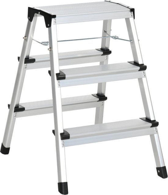 Escabeau - Escalier industriel - Escalier de travail - Double face - 3  marches - Aluminium | bol