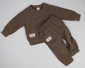 Tracksuit Chocolate - bruin - set - Trainingspak kinderen - Maat 1-2 jaar - sportief - Unisex - meisjes - jongens - Minimalistisch