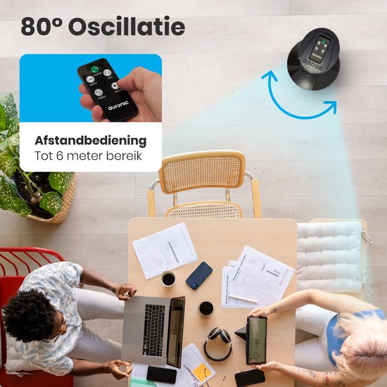 Auronic Torenventilator - Staande Ventilator met Afstandsbediening - Vloerventilator - Timer - Kolomventilator - Fan - 50W - 45dB - 74cm - Zwart