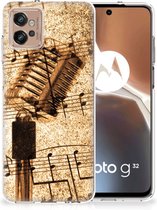 Telefoon Hoesje Motorola Moto G32 Siliconen Hoesje met Naam Bladmuziek