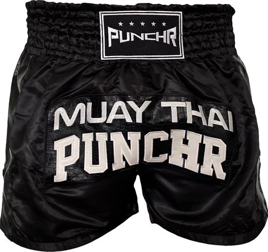 Short de Muay Thai PunchR™ Crocodile Zwart Wit taille XL