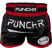 PunchR™ Muay Thai Short Super Mesh Zwart Rood maat M
