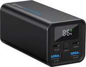 XLayer PowerBar - Compacte 20.000 mAh powerbank - USB-C PD 65W - Geschikt voor smartphone, tablet en laptop - 2x USB-C PowerDelivery - 2 x USB-A QuickCharge 18W - Aluminium - zwart