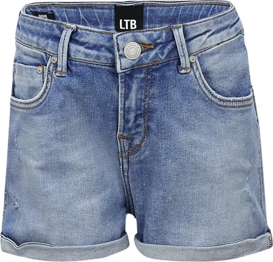 Short Jean Fille LTB Judie G - Denim Stretch Gris - Coupe étroite - Revers Tendance - Taille Réglable