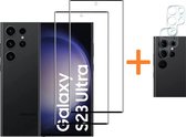 Samsung S23 Ultra camera lens protector 2 stuks + Samsung Galaxy S23 Ultra Screen protector Zwart - 2 stuks