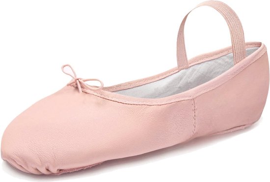 Dancer Dancewear® Balletschoenen meisje “Elite“ | Roze | Professionele leren balletschoen | Met hele suède zool | Ballet schoen met doorlopende zool | Maat 32