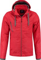 L&S jacket contrast unisex rood/parel grijs - M