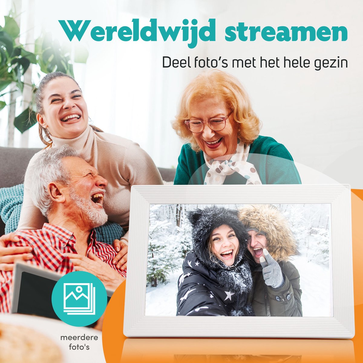 Pora&Co - Digitale fotolijst met WiFi en Frameo App – 10 inch - Pora – HD -IPS Display – Wit - Micro SD – Touchscreen thumbnail 6