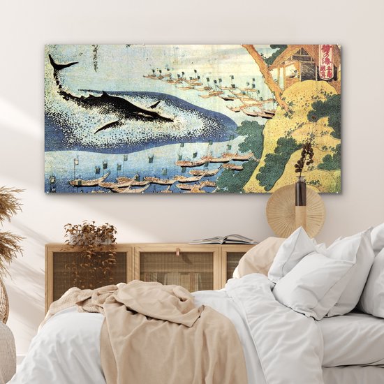 Peinture sur verre - Une baleine à Goto - peinture de Katsushika Hokusai - 160x80 cm - Peintures sur Verre Peintures - Photo sur Glas