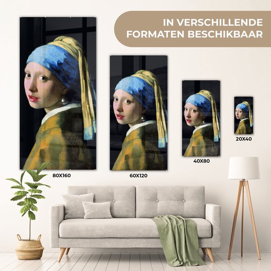 Peinture sur Verre - Fille à la Perle - Johannes Vermeer - 60x120 cm - Peintures sur Verre Peintures - Photo sur Glas