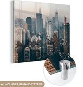 MuchoWow® Glasschilderij 90x90 cm - Schilderij acrylglas - New York - Skyline - Amerika - Foto op glas - Schilderijen